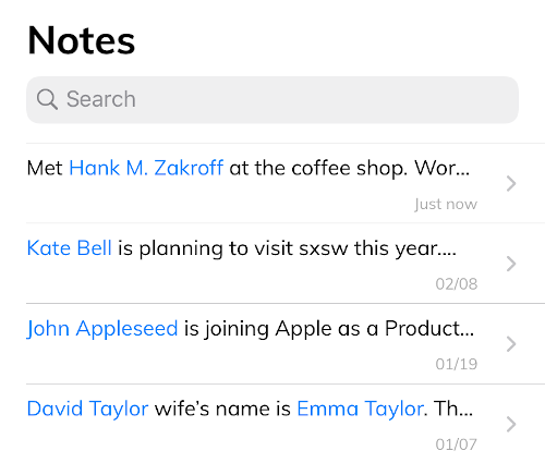 View and Search notes