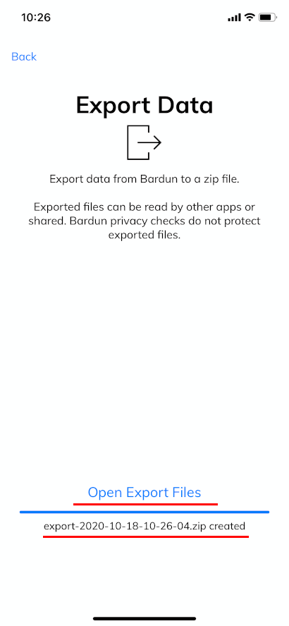 Exporting data from Bardun